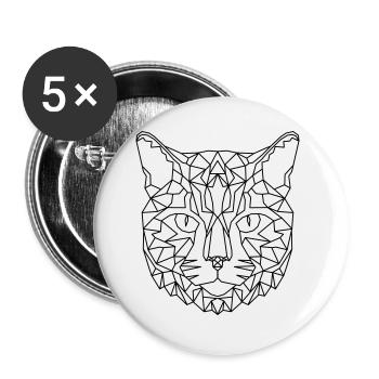 Katze Geometric - Buttons groß 56 mm (5er Pack) - Weiß - Vorne