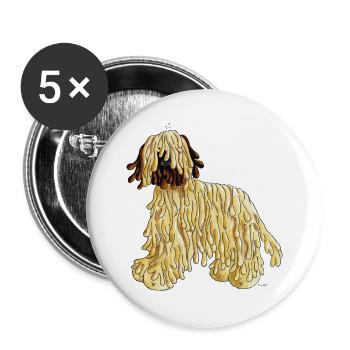 Briard - Berger de Brie - Hund - Buttons groß 56 mm (5er Pack) - Weiß - Vorne