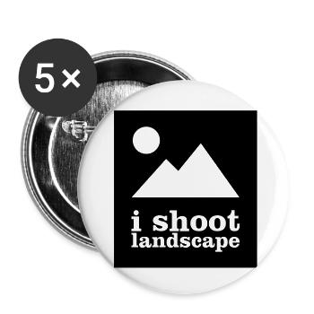 I SHOOT LANDSCAPE - T-Shirts for Photographers - Buttons large 2.2''/56 mm (5-pack) - white - Front