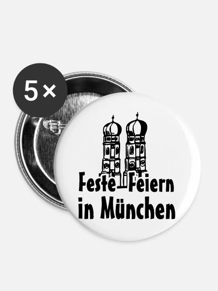 München Bayern Geschenk - Buttons groß 56 mm (5er Pack) - Weiß