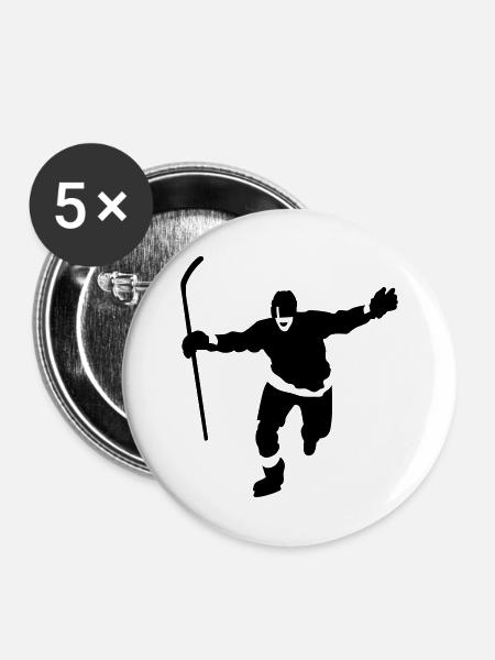 Eishockey - Buttons groß 56 mm (5er Pack) - Weiß