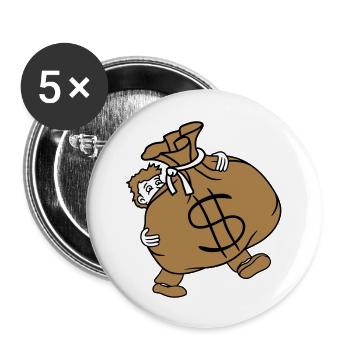 ours lourd dollar symbole signe argent riche gel - Lot de 5 grands badges (56 mm) - blanc - Devant