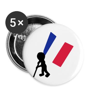 porte drapeau francais - Lot de 5 grands badges (56 mm) - blanc - Devant