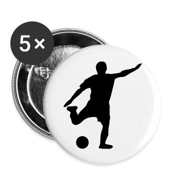 Fußball - Buttons groß 56 mm (5er Pack) - Weiß - Vorne