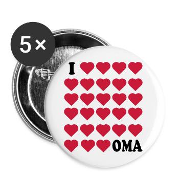 Ich liebe Oma - Buttons groß 56 mm (5er Pack) - Weiß - Vorne