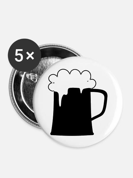 Bierkrug - Buttons groß 56 mm (5er Pack) - Weiß