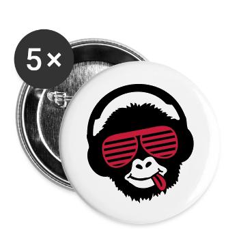 monkey_listen_music_pp2 - Buttons groß 56 mm (5er Pack) - Weiß - Vorne