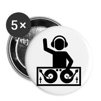 DJ - Lot de 5 grands badges (56 mm) - blanc - Devant