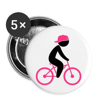 Ein Radfahrer fährt auf seinem Fahrrad - Buttons groß 56 mm (5er Pack) - Weiß - Vorne