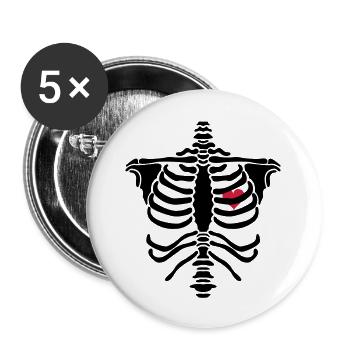 skelett2 - Buttons groß 56 mm (5er Pack) - Weiß - Vorne