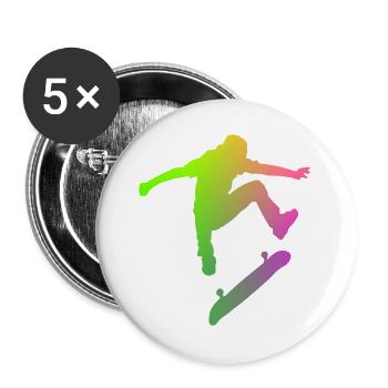 Skater - Buttons groß 56 mm (5er Pack) - Weiß - Vorne