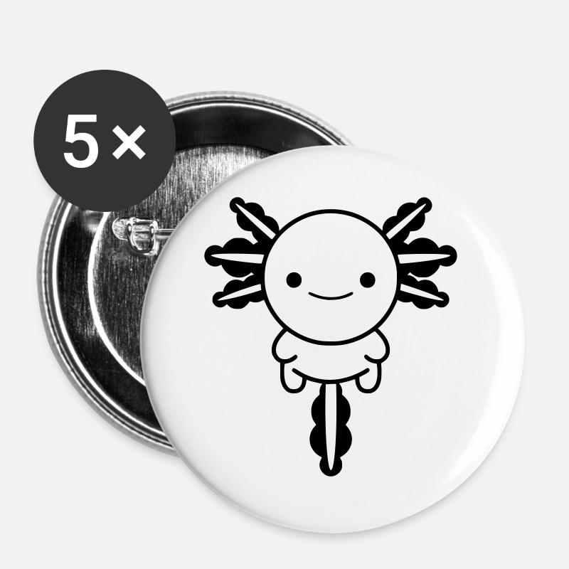 Axolotl - Buttons groß 56 mm (5er Pack) - Weiß