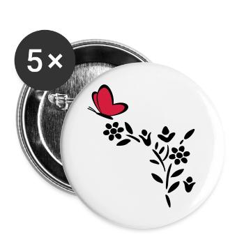 Usine de coeur de papillon - Lot de 5 grands badges (56 mm) - blanc - Devant