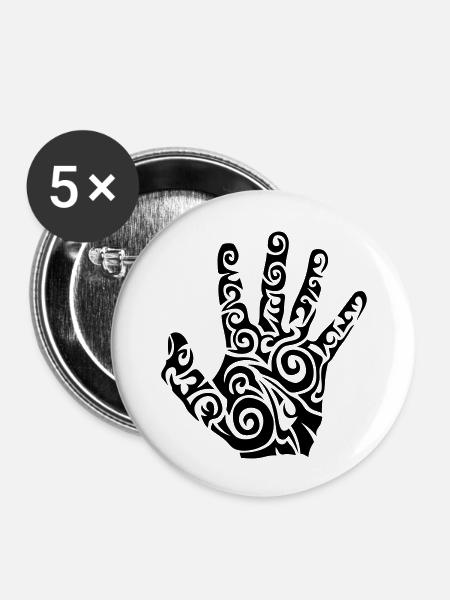 Stammes-Hand-Hand-finger 0 - Buttons groß 56 mm (5er Pack) - Weiß