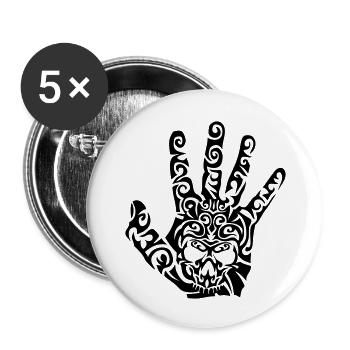 tribal skull hand head dead hand dead 1 - Buttons large 2.2''/56 mm (5-pack) - white - Front