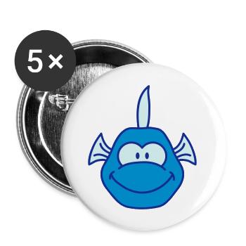 Funny Comic Fish - Lot de 5 grands badges (56 mm) - blanc - Devant