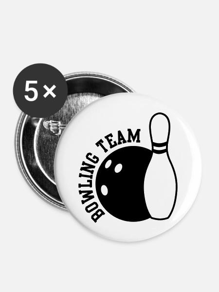 bowling team - Buttons groß 56 mm (5er Pack) - Weiß