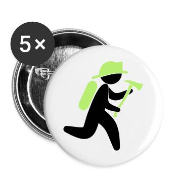 Ein Feuerwehrmann mit einer Axt - Buttons groß 56 mm (5er Pack) - Weiß - Vorne