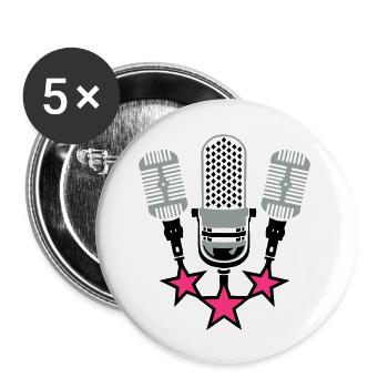 vieux micro microphone 20063 - Lot de 5 grands badges (56 mm) - blanc - Devant