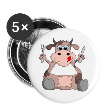 Ulkige Kuh hat Hunger - Buttons groß 56 mm (5er Pack) - Weiß - Vorne