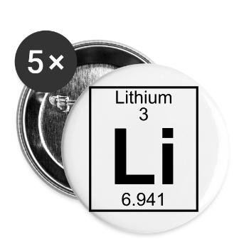 Periodic table element 3 - Li (lithium) - BIG - Lot de 5 grands badges (56 mm) - blanc - Devant