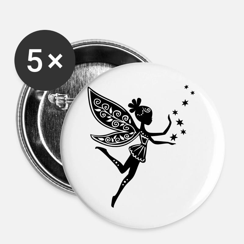 fairy, pixie, Elf, star, magic, witchcraft, summer - Buttons large 2.2''/56 mm (5-pack) - white