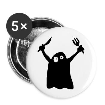 Hungry Ghost - Buttons large 2.2''/56 mm (5-pack) - white - Front