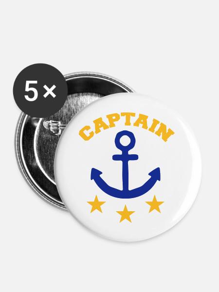 Captain - Buttons groß 56 mm (5er Pack) - Weiß