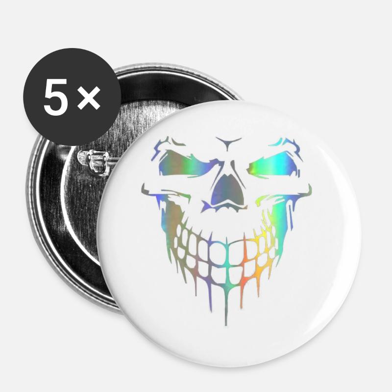 Totenkopf - Buttons groß 56 mm (5er Pack) - Weiß