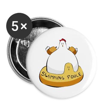Swimming Poule - Lot de 5 grands badges (56 mm) - blanc - Devant