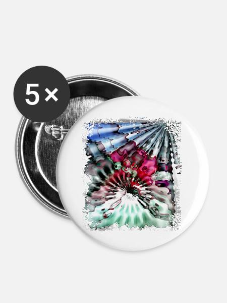 Psychedelic Power - Buttons groß 56 mm (5er Pack) - Weiß