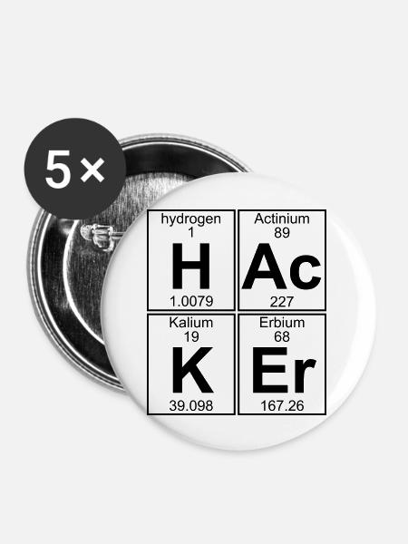 H-Ac-K-Er (hacker) - Full - Buttons groß 56 mm (5er Pack) - Weiß