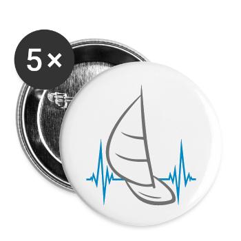 pulse frequency heart beat sea waves boat sailing s - Buttons large 2.2''/56 mm (5-pack) - white - Front