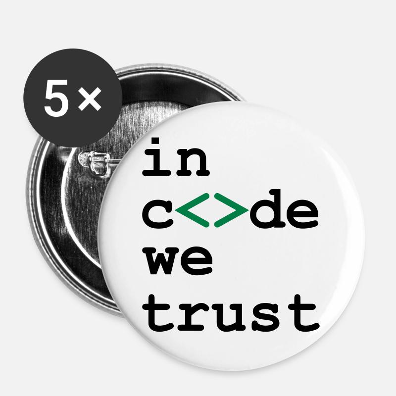 [ In code we trust ] - Buttons large 2.2''/56 mm (5-pack) - white