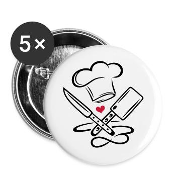 Chapeau de chef de cuisine chef cuisinier couteau infinity icon - Lot de 5 grands badges (56 mm) - blanc - Devant