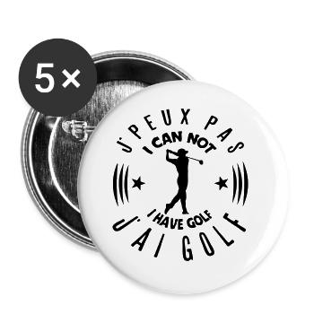 golf peux pas citation can not logo - Lot de 5 grands badges (56 mm) - blanc - Devant