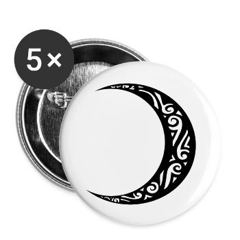 crescent moon tattoo moon tribal tattoo - Buttons large 2.2''/56 mm (5-pack) - white - Front