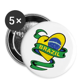 Brazil heart design - Buttons groß 56 mm (5er Pack) - Weiß - Vorne