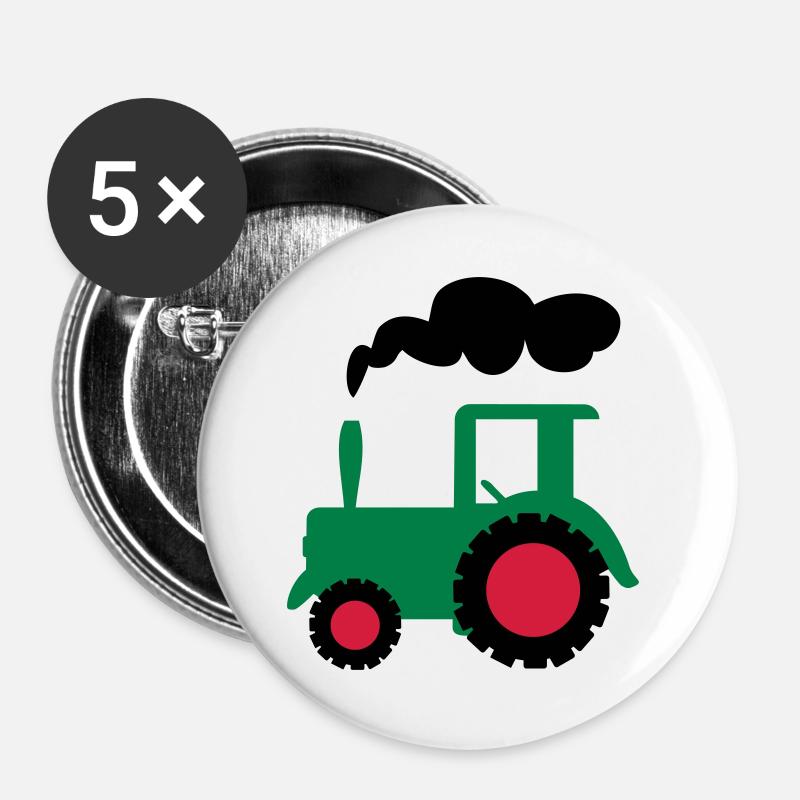 traktor trecker landwirtschaft - Buttons groß 56 mm (5er Pack) - Weiß