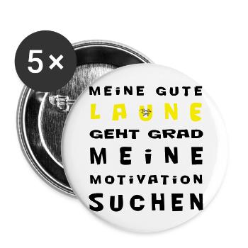 Meine gute Laune - Buttons groß 56 mm (5er Pack) - Weiß - Vorne