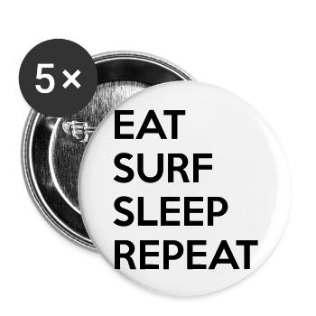 Eat surf sleep repeat - Buttons groß 56 mm (5er Pack) - Weiß - Vorne