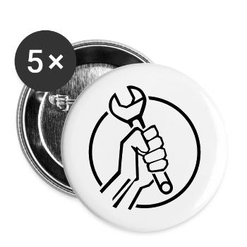 handwerker_1_f1 - Buttons groß 56 mm (5er Pack) - Weiß - Vorne