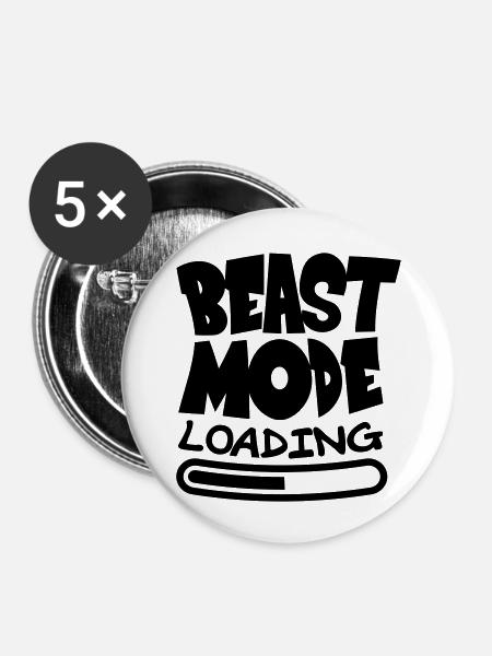 Beast ModeLoading Design - Buttons groß 56 mm (5er Pack) - Weiß