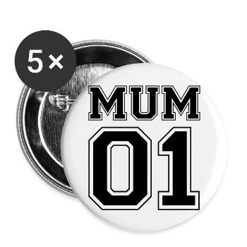 Mum number 01 - Lot de 5 grands badges (56 mm) - blanc - Devant