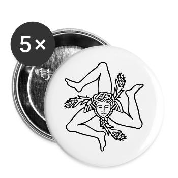Sizilien Trinacria sizilianische Flagge Sicilia - Buttons groß 56 mm (5er Pack) - Weiß - Vorne