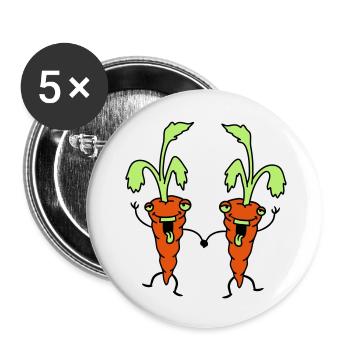 Karotten Möhren Freunde Team Comic Lustig - Buttons groß 56 mm (5er Pack) - Weiß - Vorne