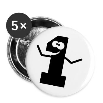 Funny comic 1 one - Buttons large 2.2''/56 mm (5-pack) - white - Front