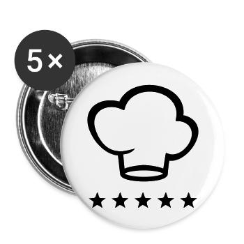 Sternekoch - Sterne - Buttons groß 56 mm (5er Pack) - Weiß - Vorne