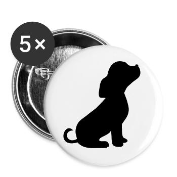 Süßer Welpe Silhouette  - Buttons groß 56 mm (5er Pack) - Weiß - Vorne