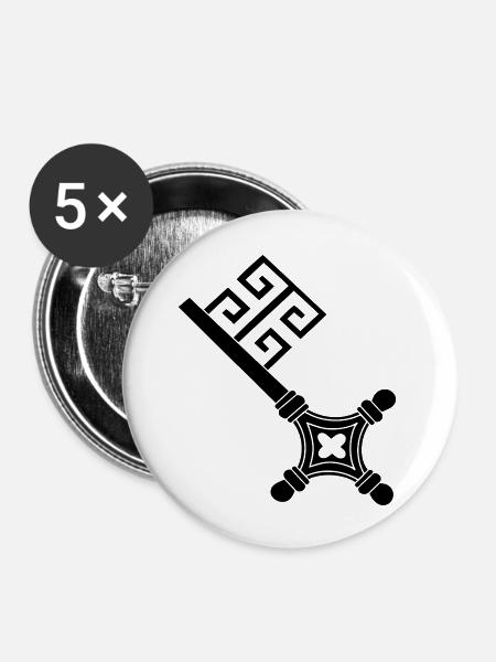 Vintage Bremer bremen Schlüsselvektorzeichnung - Buttons groß 56 mm (5er Pack) - Weiß
